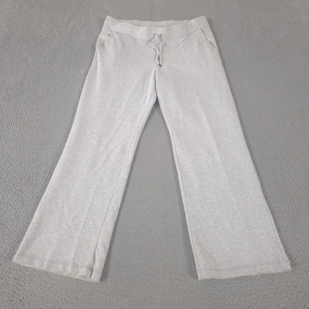 L.L.Bean Sweatpants Womens L Gray Ultrasoft Sweats Wide-Leg French Terry Cotton